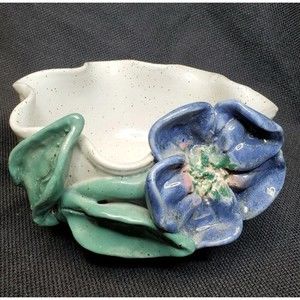 Glazed Stoneware Bowl Studio Art Pottery Artist Signed OOAK Blue Green 6.5x3.5"